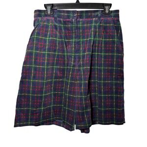 Sarah English Y2K Vintage Corduroy Plaid Pleated Shorts Women's Size 10 Tartan